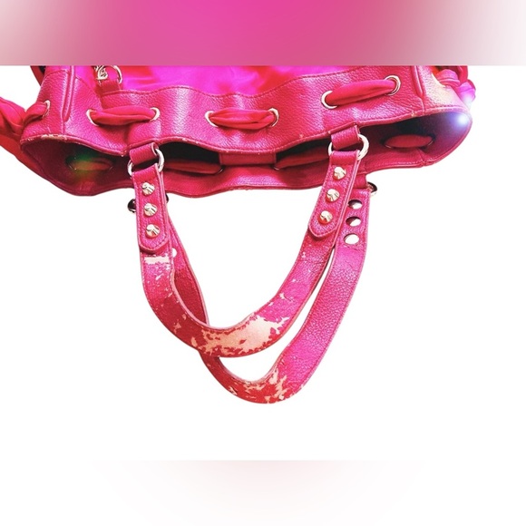 Vintage Juicy Couture Pink Nylon Malibu Daydreamer Studded Bow Bag Satchel - Picture 14 of 16